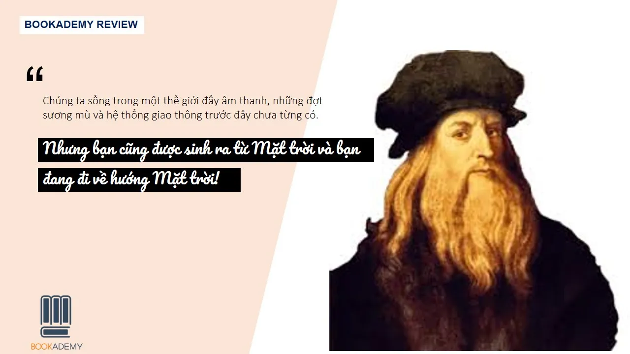 Sơ đồ tóm tắt 7 nguyên tắc tư duy như Leonardo da Vinci: Curiosità, Dimostrazione, Sensazione, Sfumato, Arte/Scienza, Corpolarita, Connessione