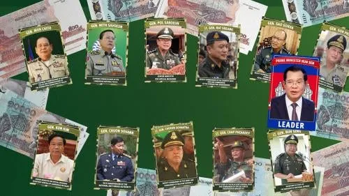 Hình ảnh các tướng lĩnh Campuchia được nêu trong báo cáo Cambodia's Dirty Dozen của HRW về lạm dụng nhân quyền dưới thời Hun Sen