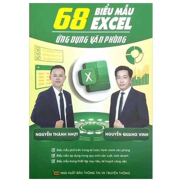 Bìa sách 68 Biểu Mẫu Excel Ứng Dụng Văn Phòng PDF của Nguyễn Quang Vinh và Nguyễn Thành Nhựt, tài liệu hữu ích cho dân văn phòng.