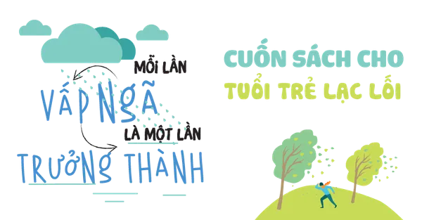Bìa sách Mỗi lần vấp ngã là một lần trưởng thành PDF của Liêu Trí Phong - hình ảnh tượng trưng cho sự vươn lên sau khó khăn.
