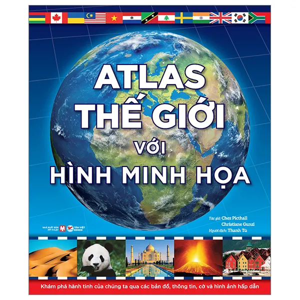 Bìa sách Atlas thế giới với hình minh họa PDF - khám phá toàn cầu