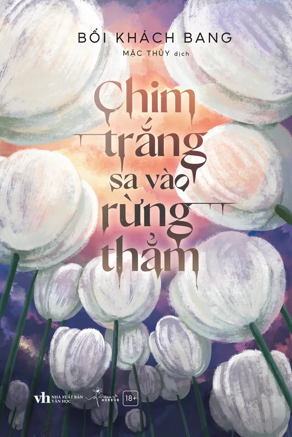 Bìa sách Chim Trắng Sa Vào Rừng Thâm PDF - hình ảnh bàn tay và rừng cây bí ẩn