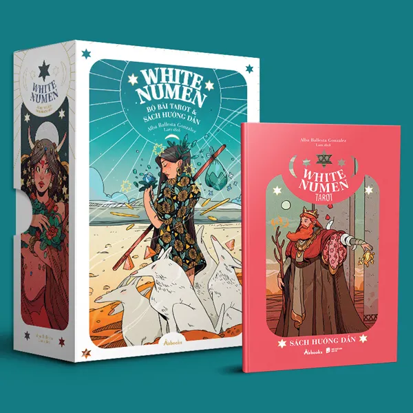 Hộp Boxset White Numen Tarot và sách hướng dẫn PDF đi kèm