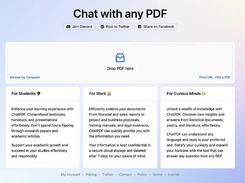 Giao diện công cụ ChatPDF AI tương tác với tài liệu PDF