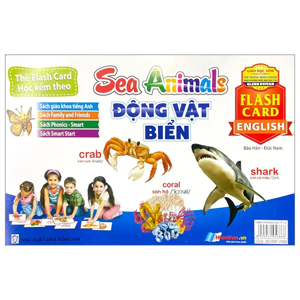 Bìa bộ Flash Card Tiếng Anh Sea Animals Động Vật Biển PDF cho bé học từ vựng
