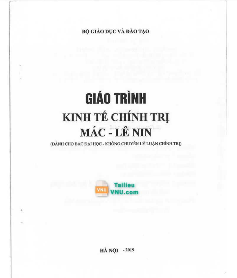 Bìa Giáo trình Kinh tế chính trị Mác - Lênin PDF dành cho sinh viên