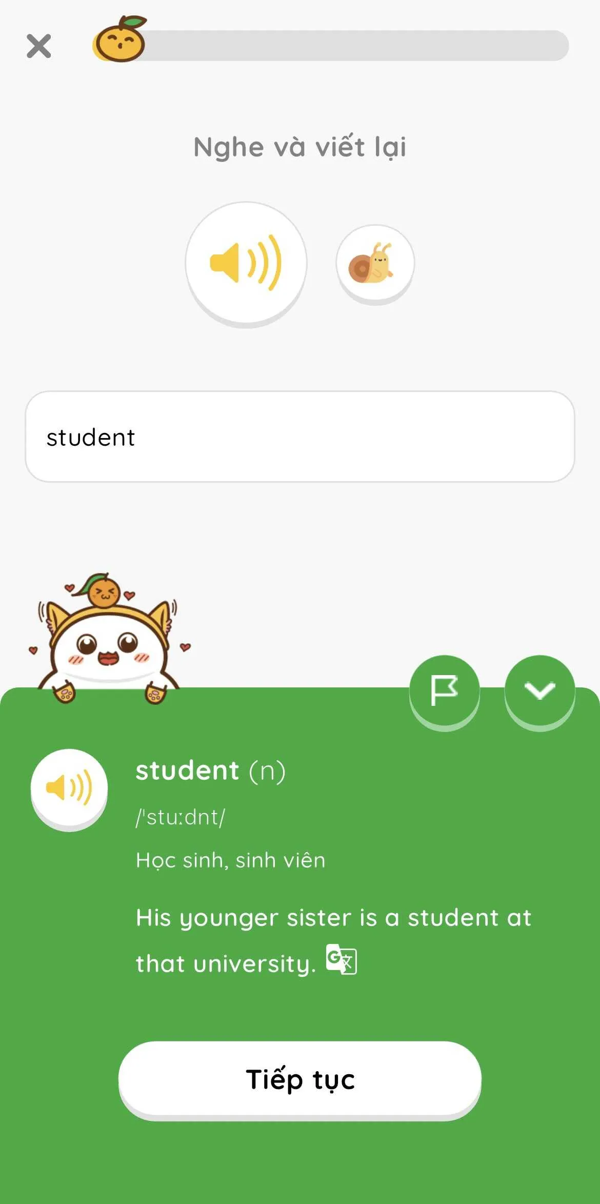 Ví dụ minh họa học từ vựng tiếng Anh trên MochiVocab