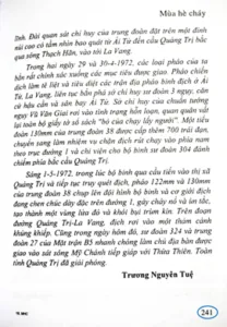 Trích đoạn sách Mùa hè cháy của Nguyễn Quý Hải ghi lại lời Đại tá Trương Nguyên Tuệ xác nhận pháo kích Quốc lộ 1 ngày 1/5/1972