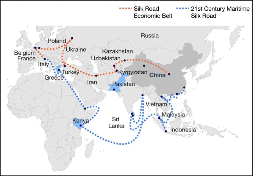 Bản đồ Sáng kiến Vành đai Con đường của Trung Quốc - Nguồn McKinsey &amp; Company