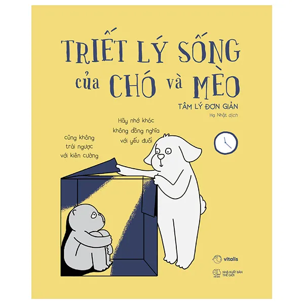 Minh họa bìa sách Triết lý sống của chó và mèo PDF với hình ảnh hai nhân vật chính