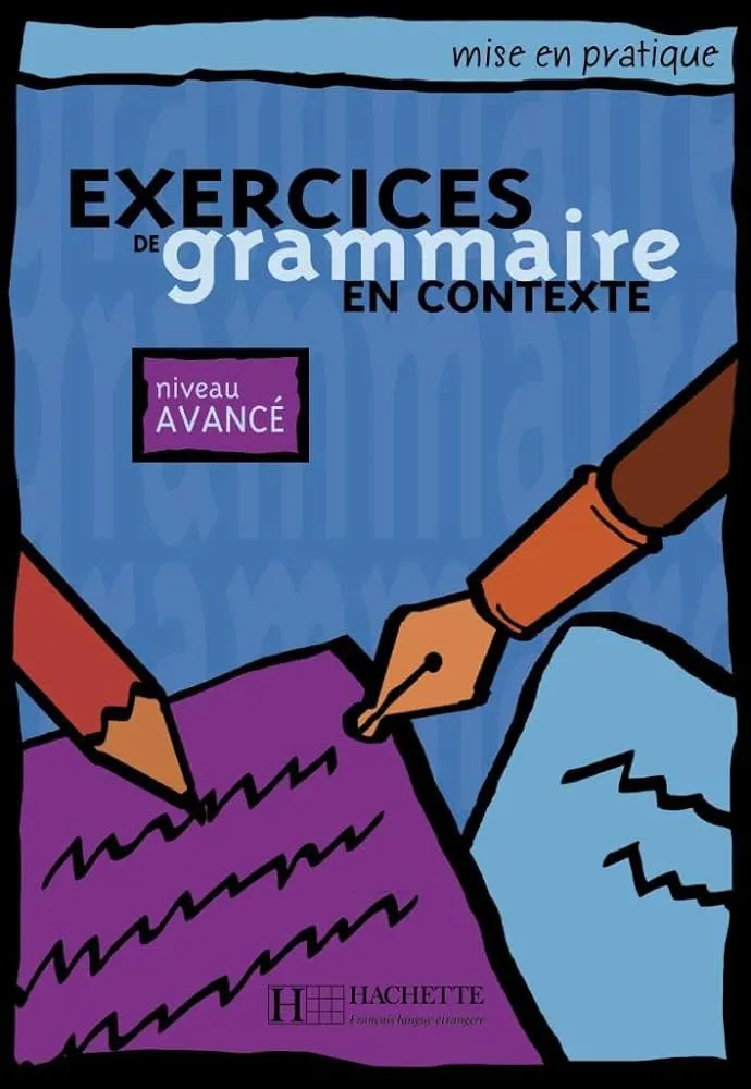 Bìa sách Exercices de grammaire en contexte PDF giải thích ngữ pháp tiếng Pháp theo ngữ cảnh thực tế