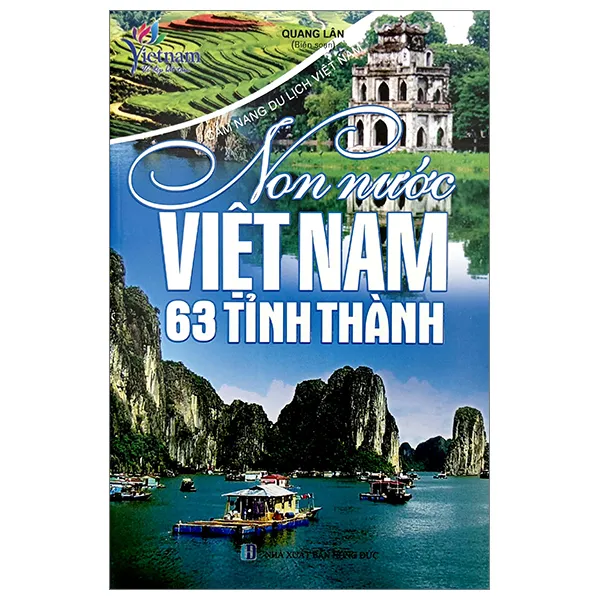 Bìa sách Non Nước Việt Nam 63 Tỉnh Thành PDF của Quang Lân thể hiện hình ảnh bản đồ Việt Nam và các địa danh nổi bật