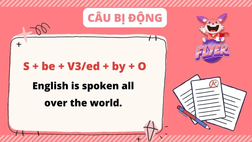 Ví dụ cấu trúc câu bị động thường gặp trong bài tập tiếng Anh lớp 8 pdf