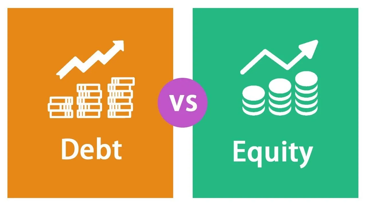 Minh họa so sánh giữa Nợ (Debt) và Vốn chủ sở hữu (Equity) trên cán cân tài chính