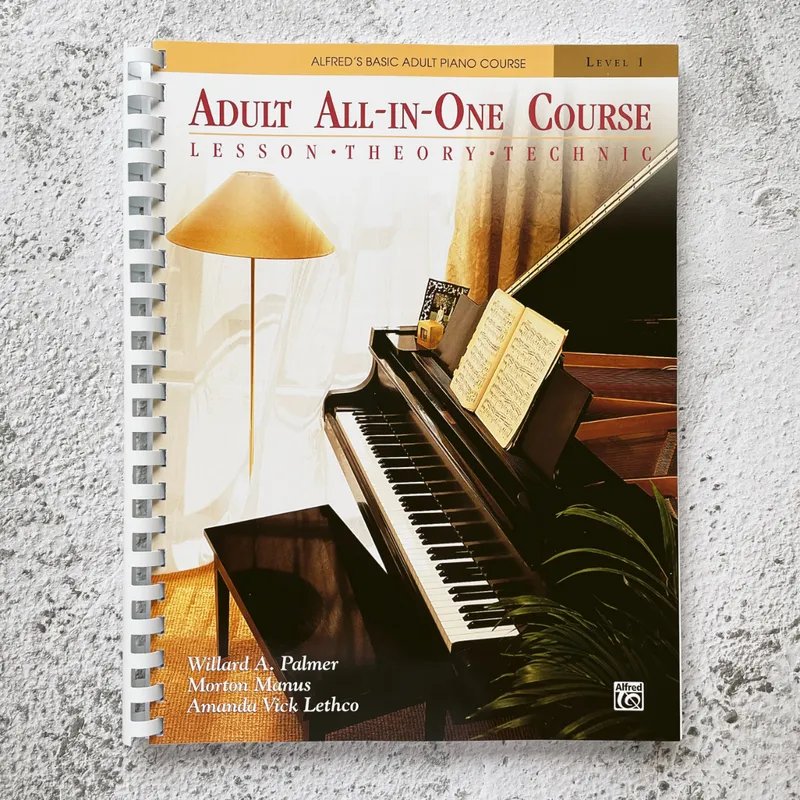Bìa giáo trình Alfred's Basic Adult All-in-One PDF học piano cơ bản cho người lớn
