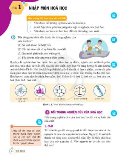 Một trang nội dung bài học trong sách Hóa 10 Cánh Diều PDF với hình ảnh minh họa
