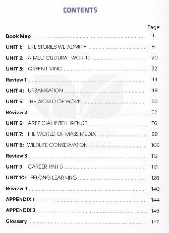 Nội dung bên trong sách Tiếng Anh 12 Global Success PDF với các Unit học