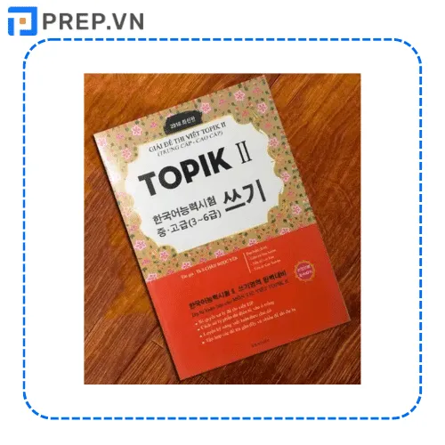 Bìa sách Luyện giải đề thi viết TOPIK II PDF tập trung vào kỹ năng viết.