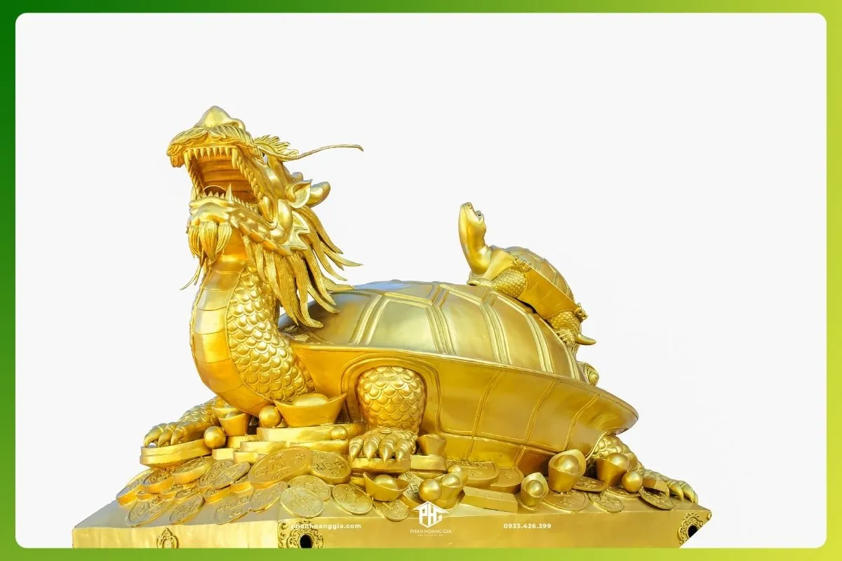 Tượng Long Quy bằng đồng đặt phòng khách giúp trấn trạch an gia cho tuổi Canh Ngọ