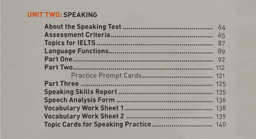 Nội dung phần Speaking trong sách IELTS Insearch PDF