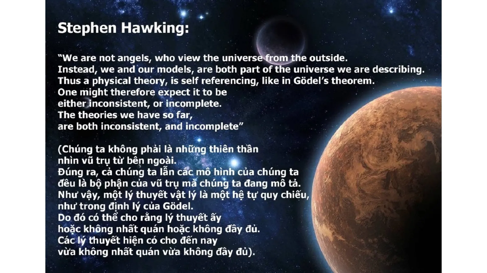 Stephen Hawking trình bày về Định lý Godel và giới hạn của vật lý học