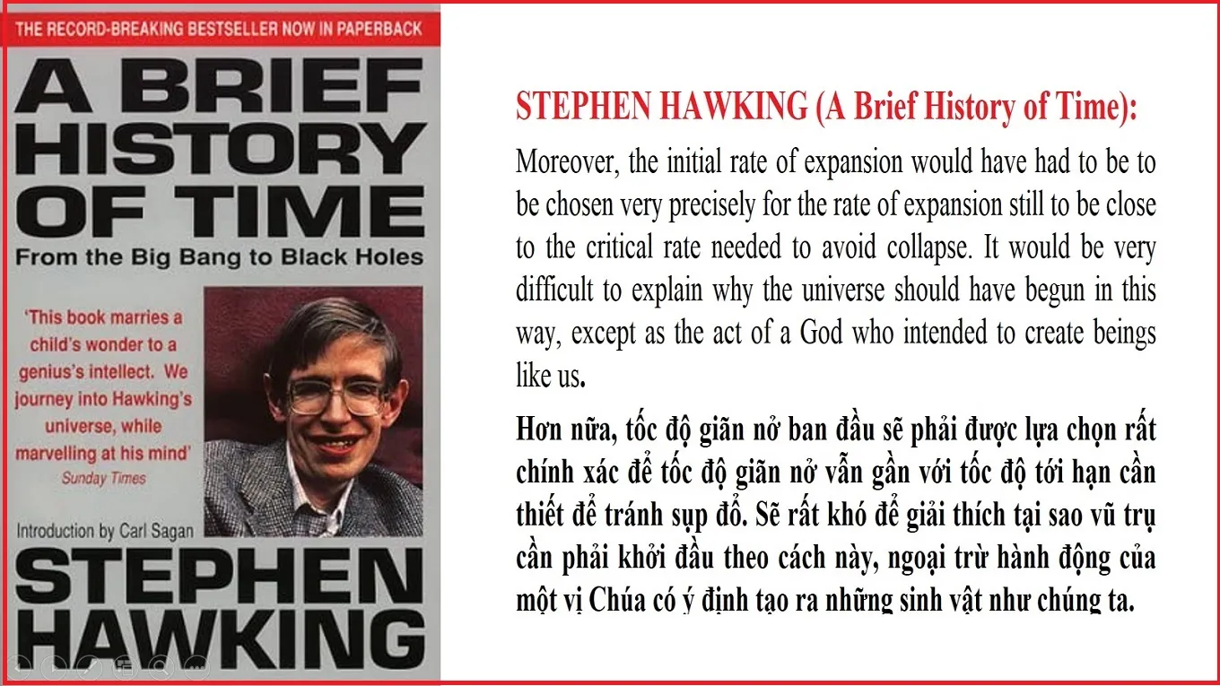 Bìa sách Lược sử thời gian của Stephen Hawking minh họa Nguyên lý Vị Nhân