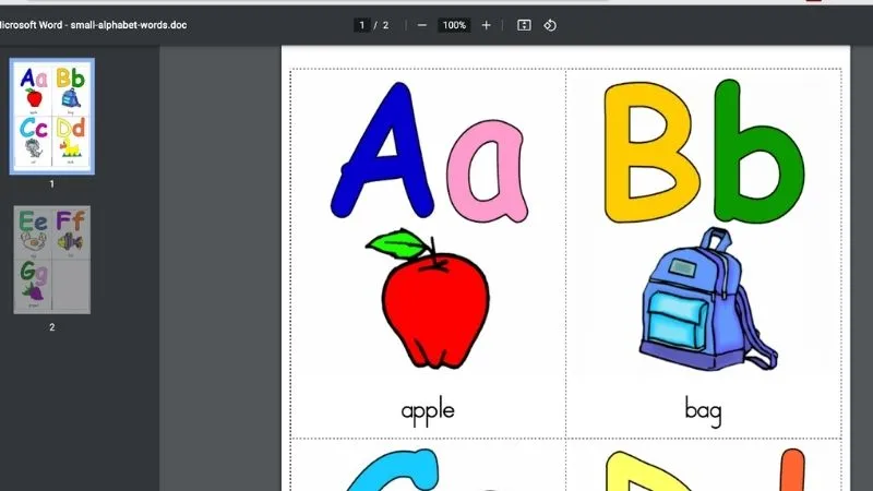 Ví dụ về các mẫu flashcard tiếng Anh một mặt dạng PDF giúp bé học chữ cái và số đếm