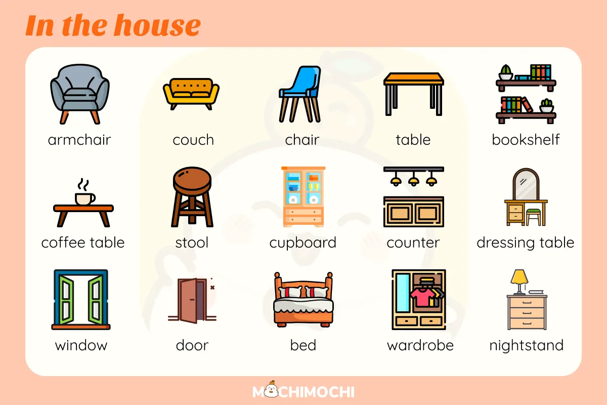 Từ vựng tiếng Anh về các phòng và đồ dùng trong nhà